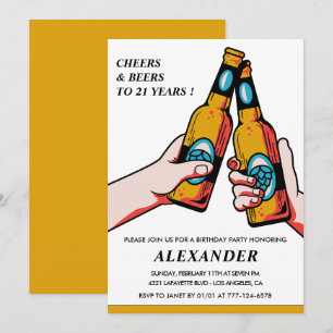 Cartes d'invitation pour 21 ans Cheers and Beers H