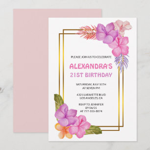Cartes d'invitation pour 21 ans Tropical Party