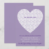 Cartes d'invitation pour 21 ans Typographie Douce (Devant / Derrière)
