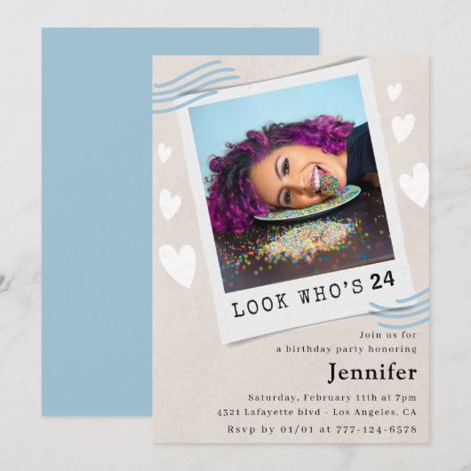Cartes d'invitation pour 24 ans (Devant / Derrière)