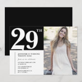 Cartes d'invitation pour 29e anniversaire avec pho (Devant / Derrière)