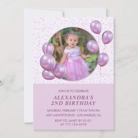 Cartes d'invitation pour 2ème anniversaire Ballons (Devant)