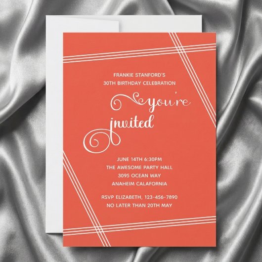 Cartes d'invitation pour 30e anniversaire simples