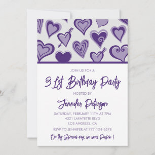 Cartes d'invitation pour 31e anniversaire Girly Cœ