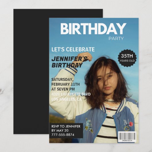 Cartes d'invitation pour 35e anniversaire Couvertu (Devant / Derrière)
