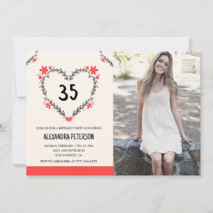 Cartes d'invitation pour 35e anniversaire floral c