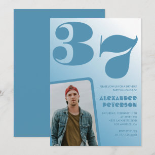 Cartes d'invitation pour 37 ans avec photo et dégr