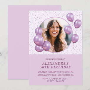Cartes d'invitation pour 38e anniversaire Ballons