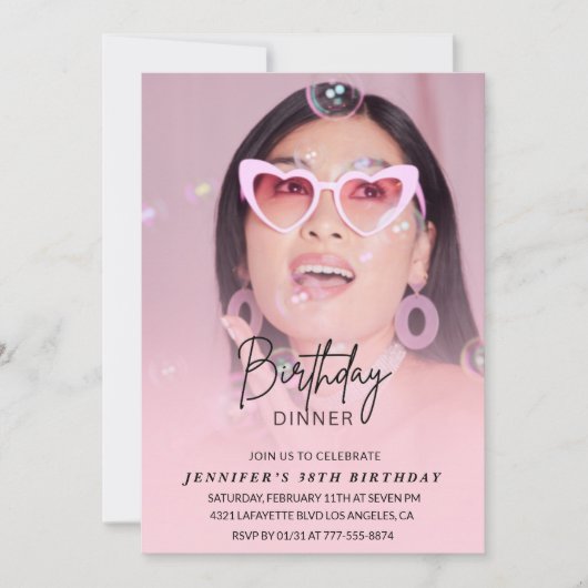Cartes d'invitation pour 38e anniversaire Dîner d' (Devant)