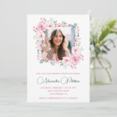 Cartes d'invitation pour 39 ans avec photo florale (Debout devant)