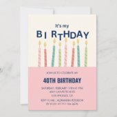 Cartes d'invitation pour 40 ans anniversaire Bougi (Devant)