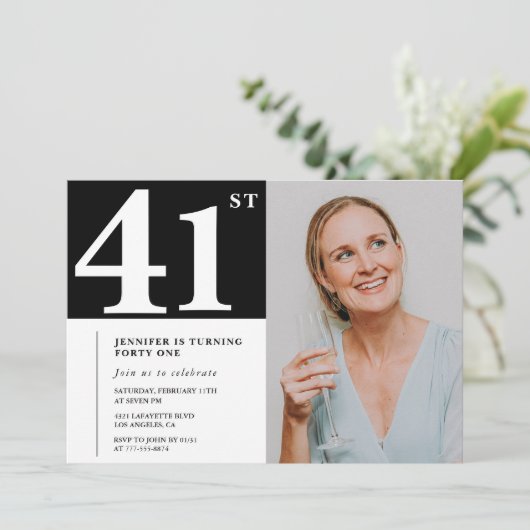 Cartes d'invitation pour 41e anniversaire avec pho (Debout devant)