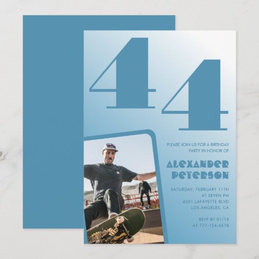 Cartes d'invitation pour 44 ans avec dégradé de ph (Devant / Derrière)