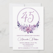 Cartes d'invitation pour 45 ans Élégant Boho viole (Devant)