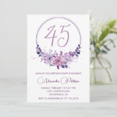 Cartes d'invitation pour 45 ans Élégant Boho viole (Debout devant)
