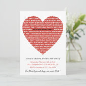Cartes d'invitation pour 45 ans Typographie Rouge (Debout devant)