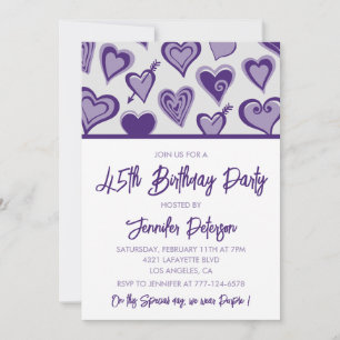 Cartes d'invitation pour 45e anniversaire Cœurs Mi
