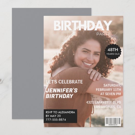Cartes d'invitation pour 48e anniversaire Moderne (Devant / Derrière)