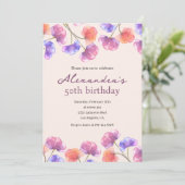 Cartes d'invitation pour 50 ans Boho Floral Chic (Debout devant)