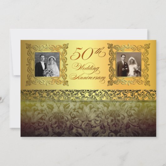 Cartes d'invitation pour 50 ans de mariage avec de (Devant)