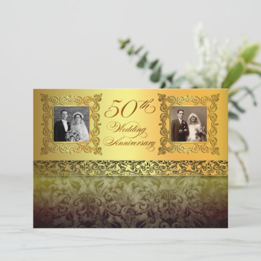 Cartes d'invitation pour 50 ans de mariage avec de (Debout devant)