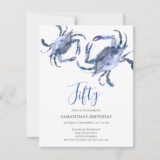 Cartes d'invitation pour 50e anniversaire de plage (Devant)