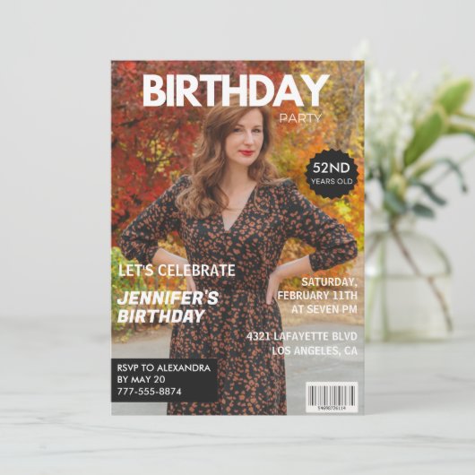 Cartes d'invitation pour 52e anniversaire Moderne (Debout devant)