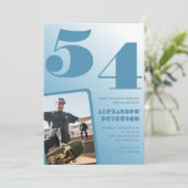 Cartes d'invitation pour 54 ans avec dégradé de ph (Debout devant)