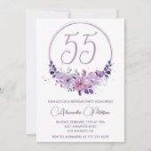 Cartes d'invitation pour 55 ans Élégant Boho viole (Devant)
