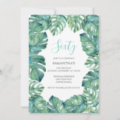 Cartes d'invitation pour 60 ans avec feuilles trop (Devant)