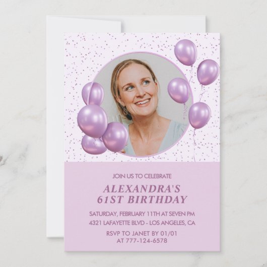 Cartes d'invitation pour 61e anniversaire Ballons (Devant)