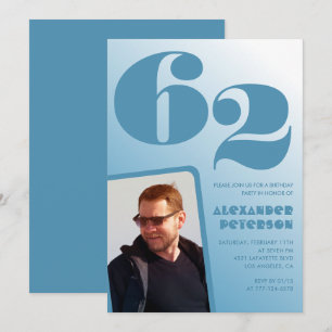 Cartes d'invitation pour 62 ans avec photo et dégr