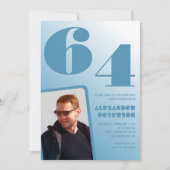 Cartes d'invitation pour 64 ans avec photo et dégr (Devant)