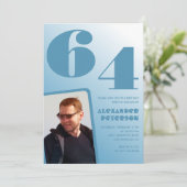Cartes d'invitation pour 64 ans avec photo et dégr (Debout devant)