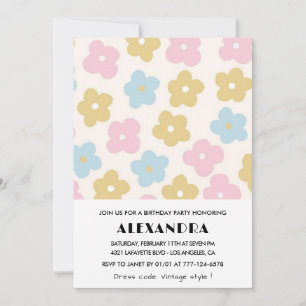 Cartes d'invitation pour 74e anniversaire Fleurs R