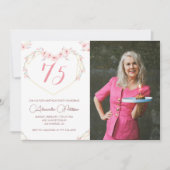 Cartes d'invitation pour 75 ans Boho Fleur Photo (Devant)