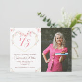 Cartes d'invitation pour 75 ans Boho Fleur Photo (Debout devant)