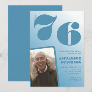 Cartes d'invitation pour 76 ans avec photo et dégr