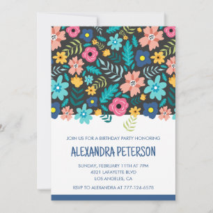 Cartes d'invitation pour 76 ans motif floral