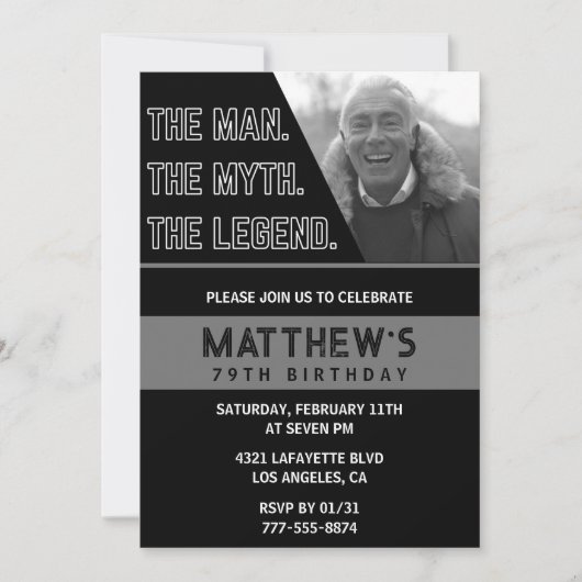 Cartes d'invitation pour 79e anniversaire Black Th (Devant)