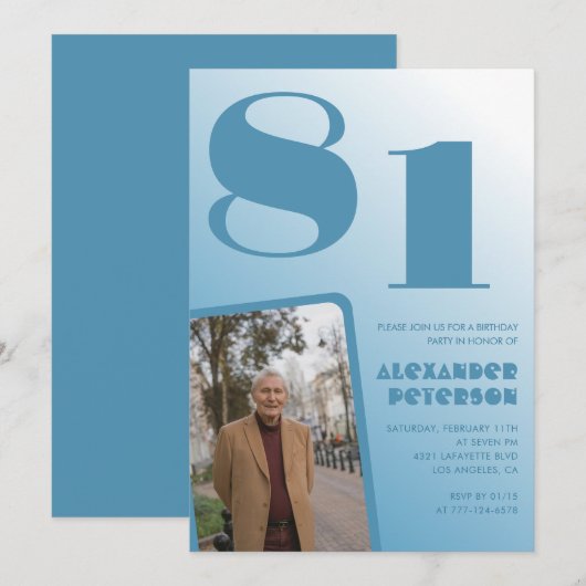 Cartes d'invitation pour 81e anniversaire avec pho (Devant / Derrière)