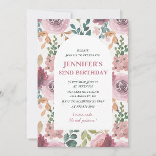 Cartes d'invitation pour 82 ans Floral Aquarelle C