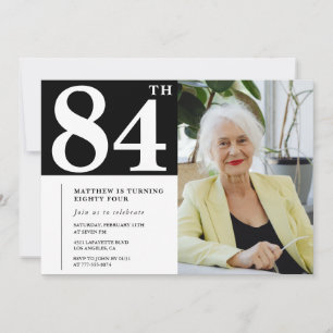 Cartes d'invitation pour 84e anniversaire en noir 