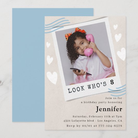 Cartes d'invitation pour 8 ans (Devant / Derrière)