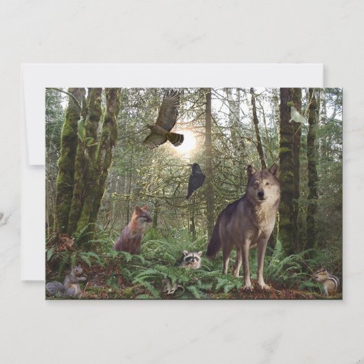 Cartes d'invitation pour animaux forestiers (Devant)