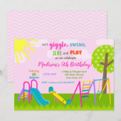 Cartes d'invitation pour anniversaire au parc de j (Devant / Derrière)