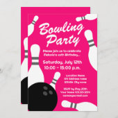 Cartes d'invitation pour anniversaire de bowling r (Devant / Derrière)