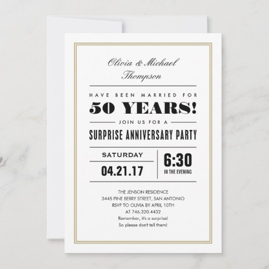 Cartes d'invitation pour anniversaire de mariage - (Devant)