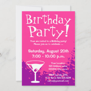 Cartes d'invitation pour anniversaire rose Invit