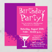 Cartes d'invitation pour anniversaire rose | Invit (Devant / Derrière)